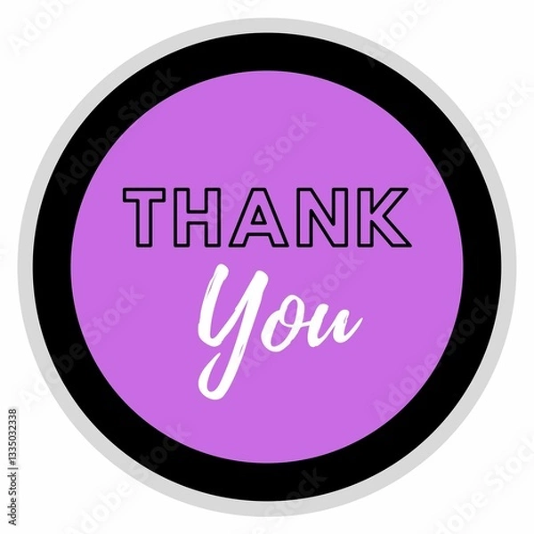 Fototapeta Thank You Badge Sticker, Circular Design with Bold Typography