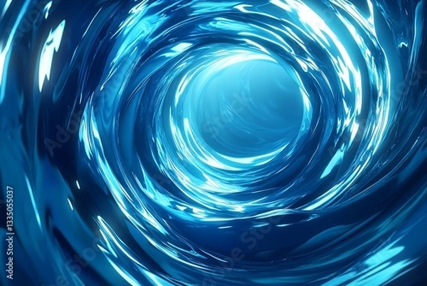 Obraz A dynamic swirling tunnel composed entirely of liquid blue materials