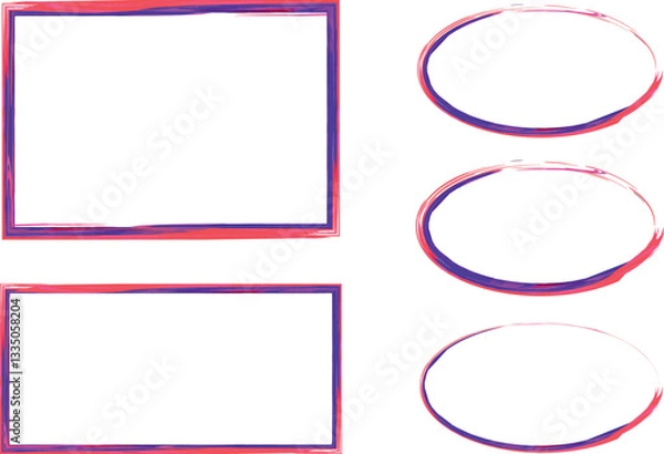 Obraz blue red pink colorful sketchy abstract frames
