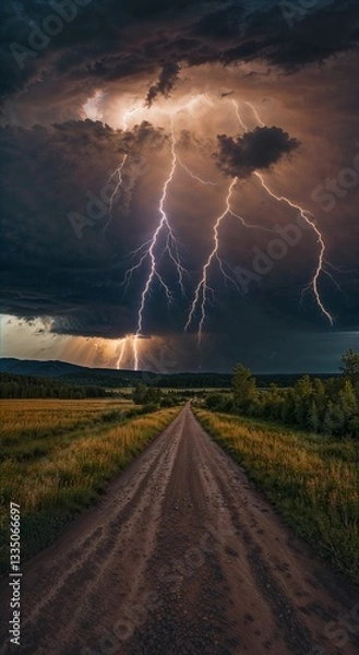 Obraz Amber thunderstorms in the sky
