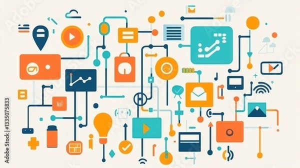 Fototapeta Digital System Network Diagram