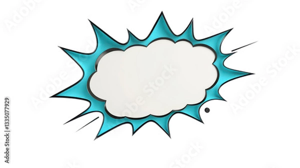 Obraz Blank comic speech bubble with a vibrant blue burst background, perfect for creative expression.