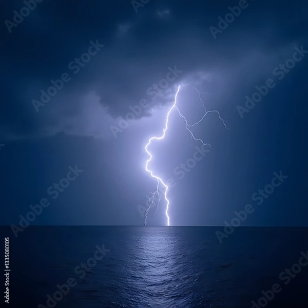 Fototapeta lightning over the sea