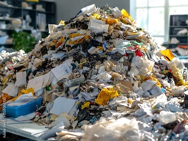 Obraz A massive mountain of paper and documents on a desk