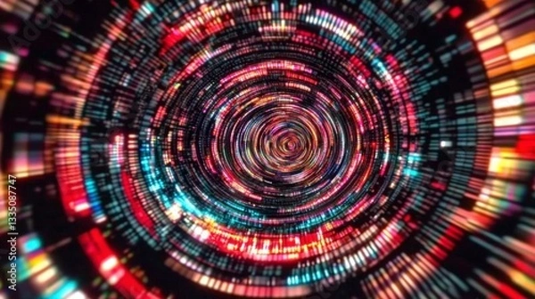 Obraz Hypnotic Data Spiral: A Colorful Digital Art