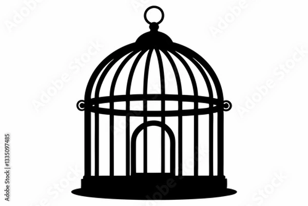 Obraz bird cage line art silhouette vector illustration