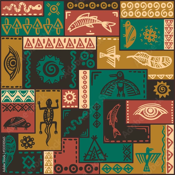 Fototapeta Native american ethnic pattern. Vector ornament.