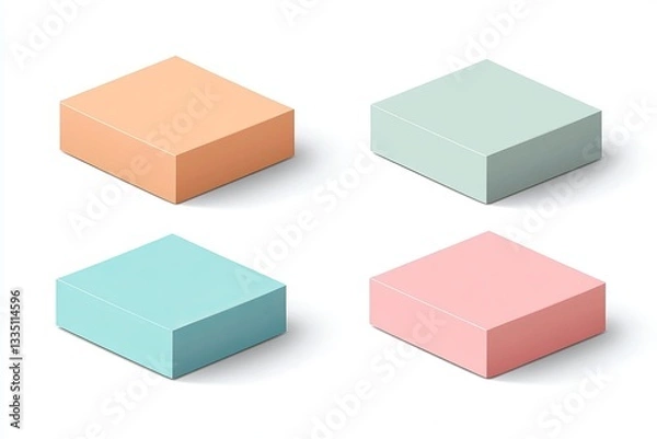 Obraz Pastel Square Boxes Mockup Set Product Presentation Design Template Elegant Minimalist Branding Packaging Soft Colors Modern Geometric Shapes         
