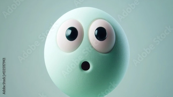 Fototapeta Astonished 3D Emoji: A Surprised and Wide-Eyed Digital Character
