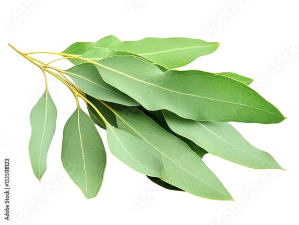 Fototapeta Isolated Eucalyptus Branch with Green Leaves