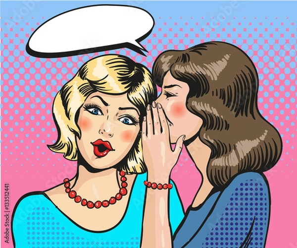 Obraz Women whisper pop art comic vector