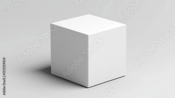 Fototapeta A white cube with a square base and a rectangular top sits on a gray background.