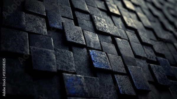 Fototapeta A detailed shot of dark, textured fabric featuring intricate designs and waves, creating a sense of depth and sophistication