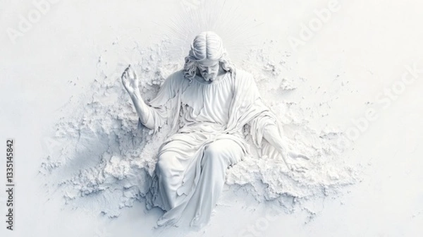 Fototapeta Serene pencil drawing of Jesus Christ as the Prince of Peace with intricate details and shading