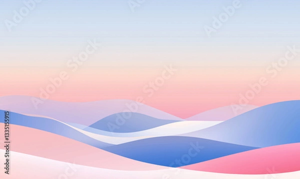 Fototapeta Soft abstract waves in pastel colors create a serene and calming landscape.