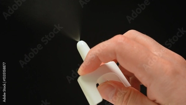 Fototapeta Naloxone nasal spray is life-saving medication used to reverse opioid overdose by quickly restoring normal breathing, isolated view on black background.