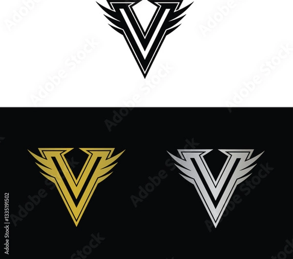 Fototapeta Abstract letter V logo design