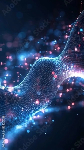 Fototapeta Mesmerizing Digital Abstract Technology Art with Glowing Particles