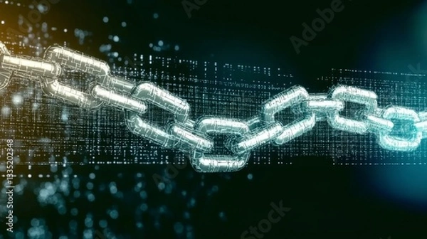 Fototapeta Digital Chain: Futuristic Network System Visualization