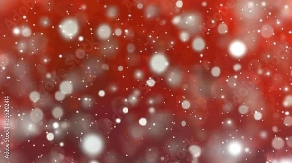 Fototapeta Abstract Winter Bokeh Background with Red and White