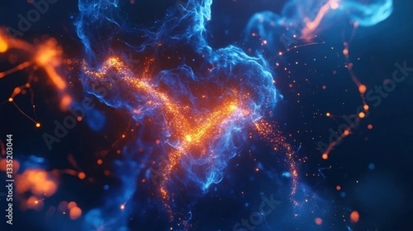 Fototapeta Abstract Artificial Intelligence Visualization with Blue Background