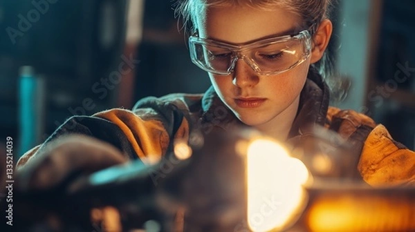 Obraz Industrial apprentice builder engineer training at work
