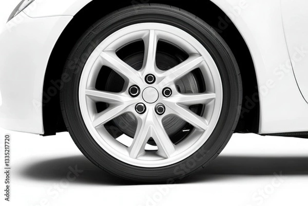 Fototapeta white car wheel background