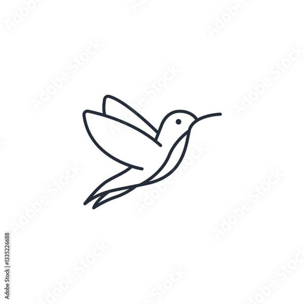 Fototapeta Bird icon symbol vector sign isolated on white background illustration for graphic and web design