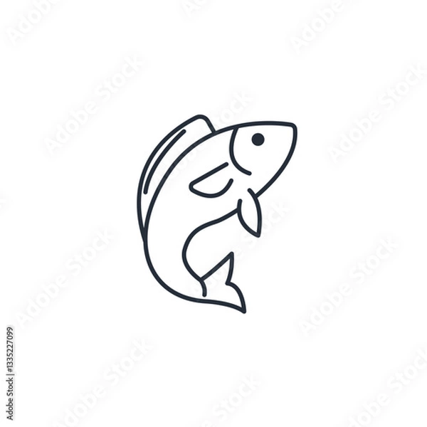 Obraz Fish icon symbol vector sign isolated on white background illustration for graphic and web design