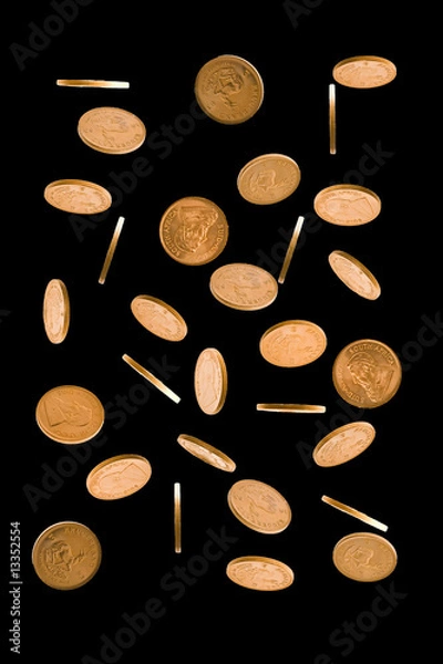 Fototapeta Cascade of Gold Krugerrand Coins