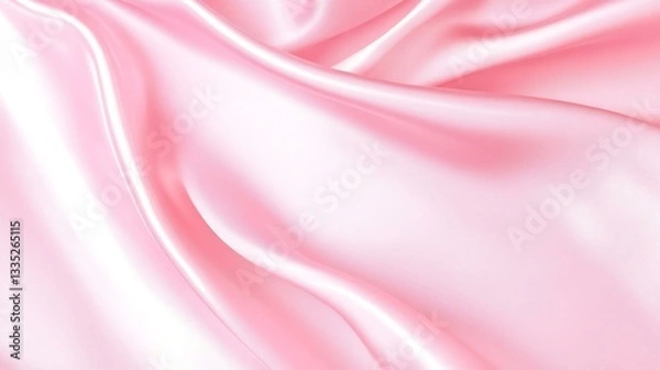 Fototapeta Pink rose peach white silk satin. Creases in fabric. Light luxury elegant background with space for design. Table top view flat lay. Birthday baby newborn. Or a wedding valentine.