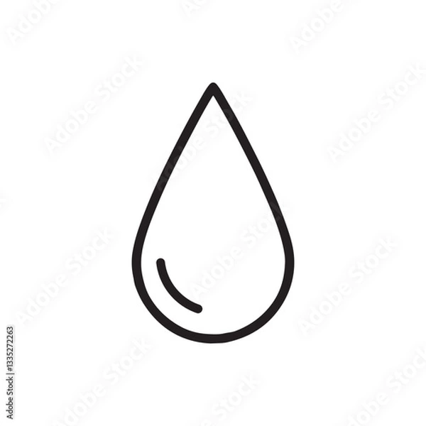 Obraz Water drop outline icon. linear style sign for mobile concept and web design. Drop of water simple line vector icon on transparent background.