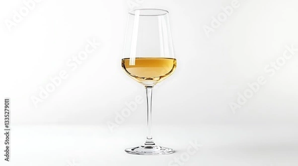 Obraz A clear wine glass filled with yellow liquid against a minimalistic background.