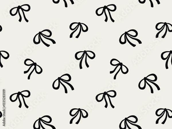 Obraz Seamless Cute Black and White Ribbon Repeat Pattern Vector Coquette