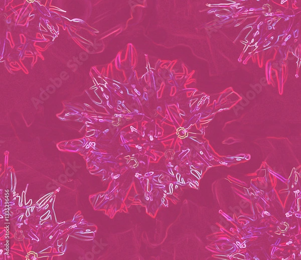 Fototapeta Seamless pattern with abstract floral motif on  a pink background