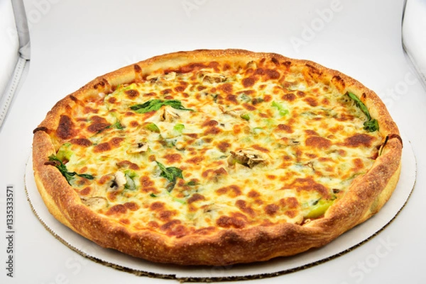 Obraz Freshly Baked Pizzas with Golden Crust and Tasty Toppings