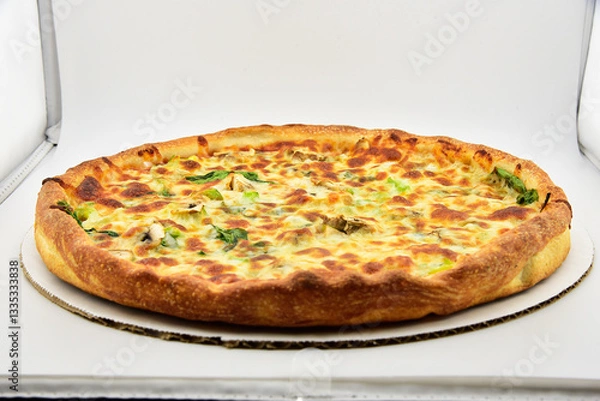 Obraz Freshly Baked Pizzas with Golden Crust and Tasty Toppings