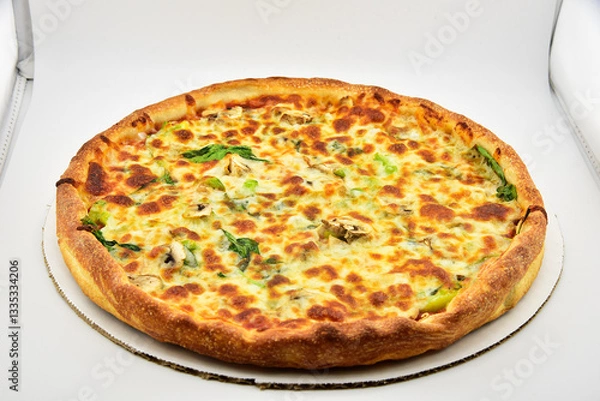 Obraz Freshly Baked Pizzas with Golden Crust and Tasty Toppings
