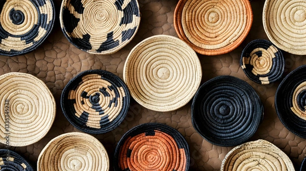 Obraz Woven basket texture with artisanal patterns for interior design