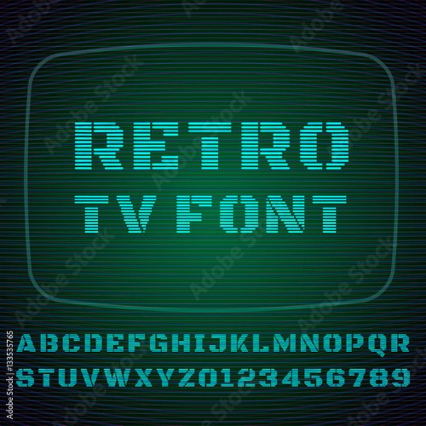 Fototapeta Vector font stylized under the old TV.