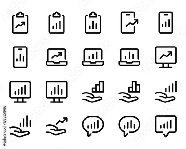 Fototapeta Outline icons set for Diagrams & Reports.