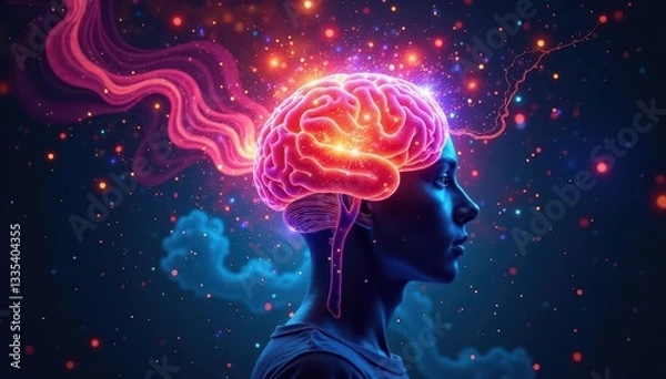Fototapeta Brain storming session visualized as swirling colors, innovation, illustration