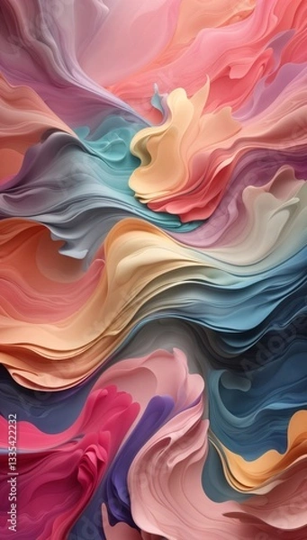 Fototapeta Flowing Abstract Layers in Soft Pastel and Vivid Colors