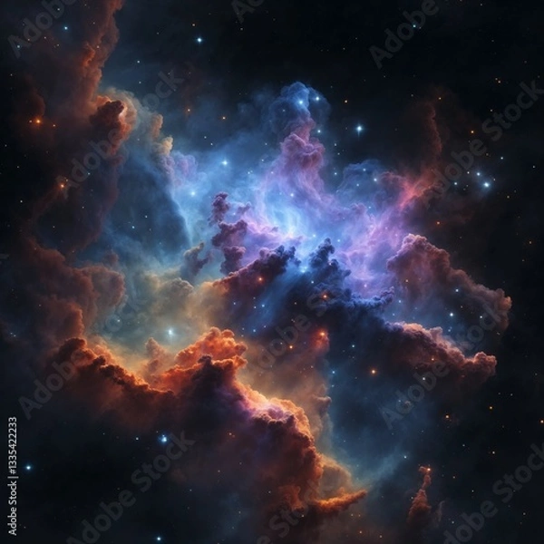 Fototapeta Ethereal Cosmic Nebula with Vibrant Interstellar Clouds