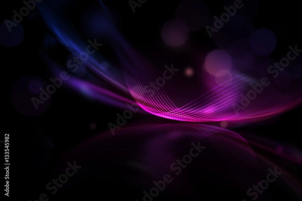 Fototapeta Magenta and pink light wave mesh abstract background