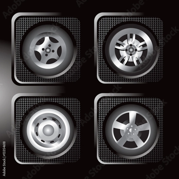 Obraz Assorted black tire icons