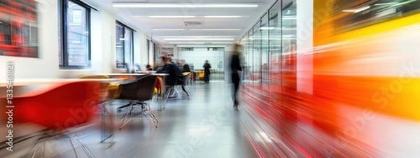 Fototapeta blurred photograph of an bright office space