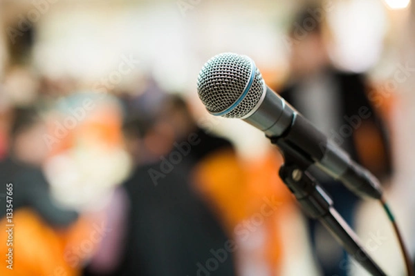 Obraz microphone in concert hall, conference or stage