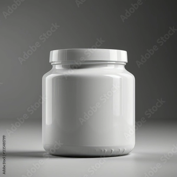 Fototapeta White Jar mock-up on white background 3D style ,Gloss colour