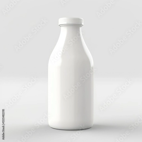 Fototapeta Fresh milk in a glass bottle mockup isolated on white background with clipping path